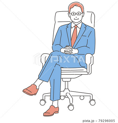 ビジネスパーソン 椅子に座る男性 正面 3色のイラスト素材