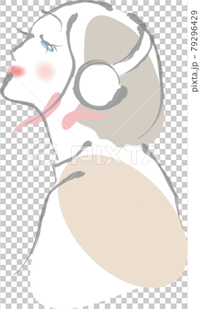 一個戴著耳機閉上眼睛的女人 79296429