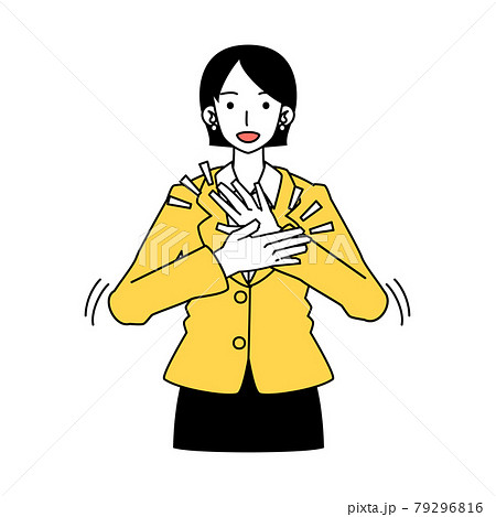 スーツを着た女性のリアクション スーツを着た女性のリアクション 79296816