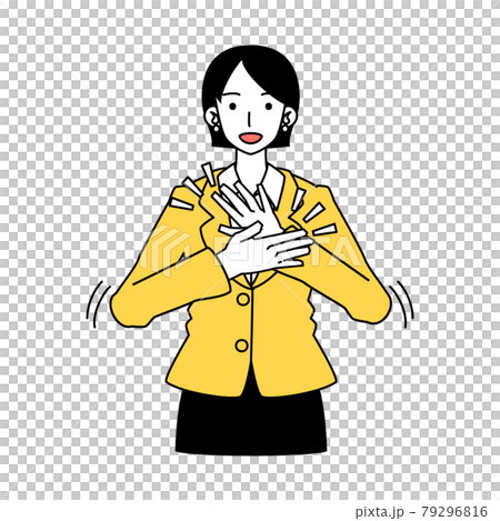 スーツを着た女性のリアクション スーツを着た女性のリアクション 79296816