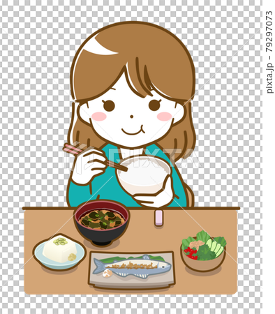 食事をしている若い女性 食事をしている若い女性 79297073