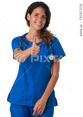 Nurse doctor woman with thumb up Nurse doctor woman with thumb up 79297328