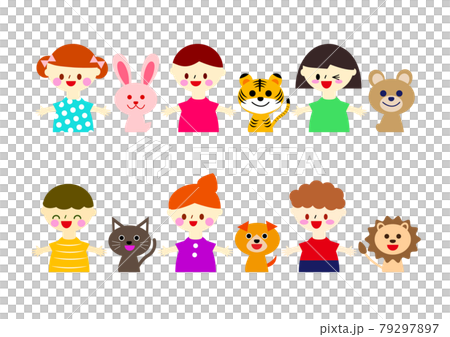 子どもと動物の可愛いイラスト素材 子どもと動物の可愛いイラスト素材 79297897