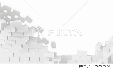 White brick wall falling apart. Isolated on white background. 3D illustration White brick wall falling apart. Isolated on white background. 3D illustration 79297978