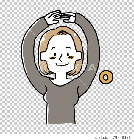 一個女人用她的身體做一個圓形的手勢 79298358