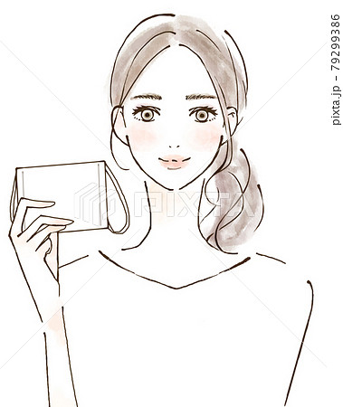 ウイルス対策 マスクを持つ女性 インフルエンザ 風邪予防のイラスト素材