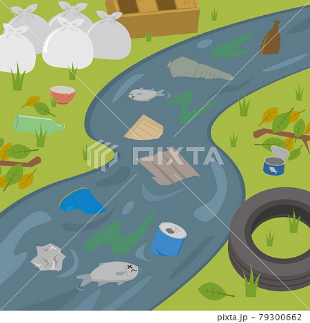polluted river clipart