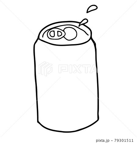 缶飲料のプルタブ開ける線画イラスト コピースペース のイラスト素材