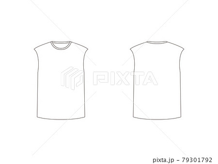 丸首Tシャツノースリーブ テンプレート 表裏 白 丸首Tシャツノースリーブ テンプレート 表裏 白 79301792