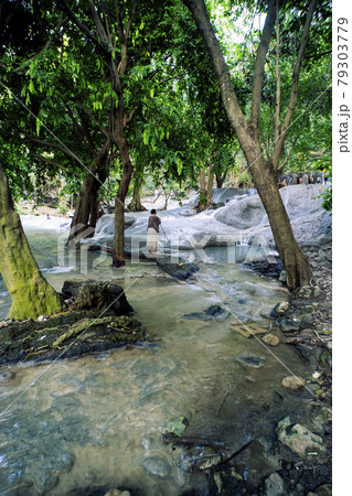 Amazing nature landscape, waterfall. Waterfall in tropical forest, Wang Kan Lueang Waterfall LopBuri Thailand 79303779