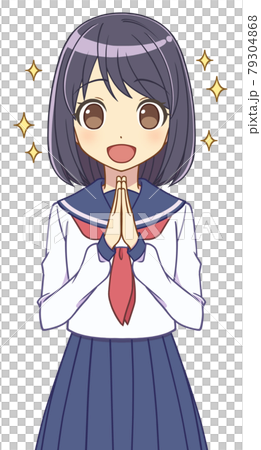 A girl in a sailor suit who rejoices with her hands together A girl in a sailor suit who rejoices with her hands together 79304868