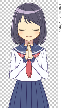 Girl in a sailor suit holding hands 79304871