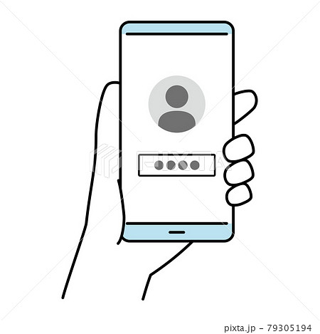 ログイン画面のスマートフォンのイラスト 線画カラー ログイン画面のスマートフォンのイラスト 線画カラー 79305194