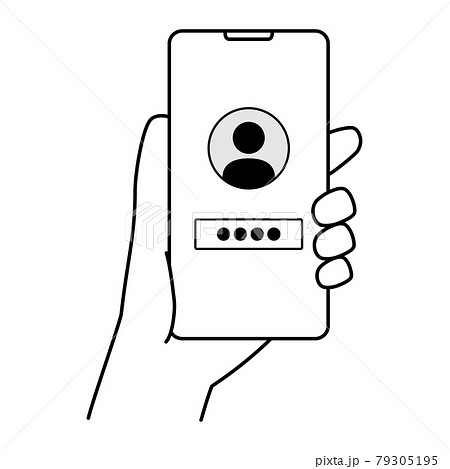 ログイン画面のスマートフォンのイラスト 線画 ログイン画面のスマートフォンのイラスト 線画 79305195