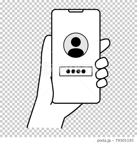 ログイン画面のスマートフォンのイラスト 線画 ログイン画面のスマートフォンのイラスト 線画 79305195