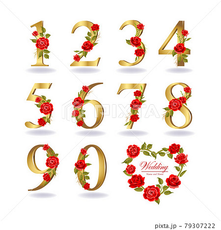 Collection of floral decorated numbers 79307222