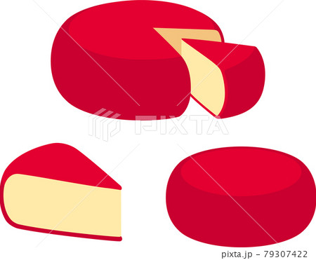Cartoon red wax Edam cheese set 79307422