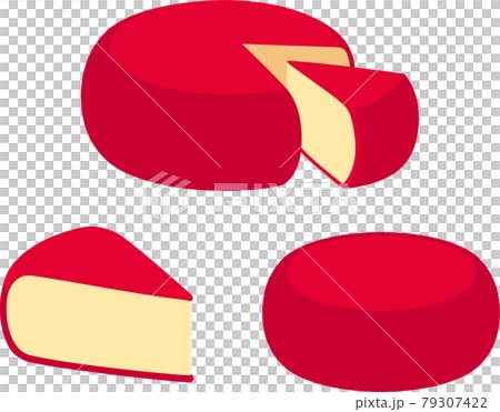 Cartoon red wax Edam cheese set 79307422