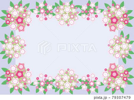 カルミアの花のパステルパープルフレーム背景素材のイラスト素材