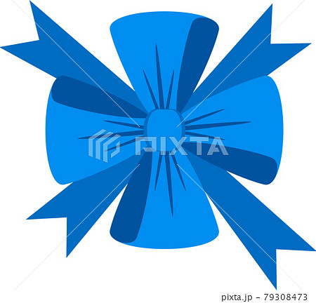 Decorative festive blue bow. Icon for greeting cards. 79308473