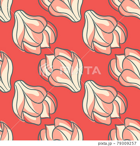Abstract geometric blossom seamless pattern with magnolia flowers print. 79309257