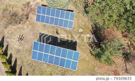 Two photovoltaic panel modules in sun 79309635