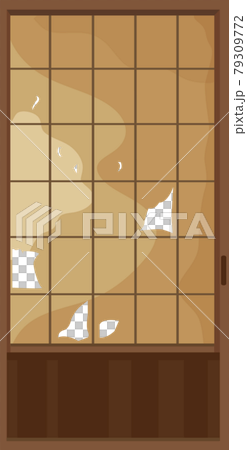 イラスト素材 汚れて破れた障子・障子戸 日本の建築 ベクター イラスト素材 汚れて破れた障子・障子戸 日本の建築 ベクター 79309772
