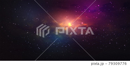 Space galaxy background. Realistic vector cosmos illustration 79309776