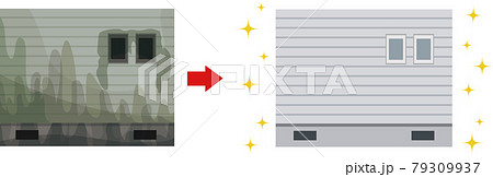 イラスト素材: 外壁の汚れ・洗浄と清掃のベクター素材 79309937