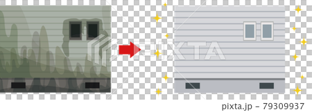 イラスト素材: 外壁の汚れ・洗浄と清掃のベクター素材 79309937