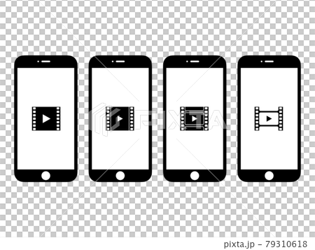 [VOD service] Smartphone screen image monochrome icon set (vertical) 79310618