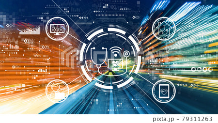 Telemedicine theme with high speed motion blur 79311263