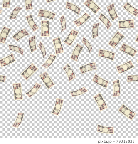 経済のイラスト素材　マネー　舞い落ちるお札　リアル風一万円札　（2_3） 79312035
