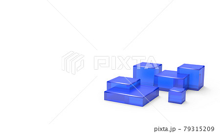 青キューブCG　パワーポイントなどのプレゼン用表紙　テキストスペース有り 79315209