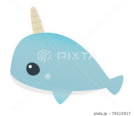 かわいい水色のイッカク テクスチャつきのイラスト素材