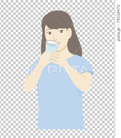 Woman in light blue clothes to hydrate Woman in light blue clothes to hydrate 79316472