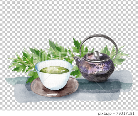 艾草茶具水彩畫 79317181
