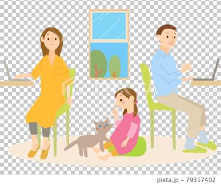 Remote work family Remote work family 79317402