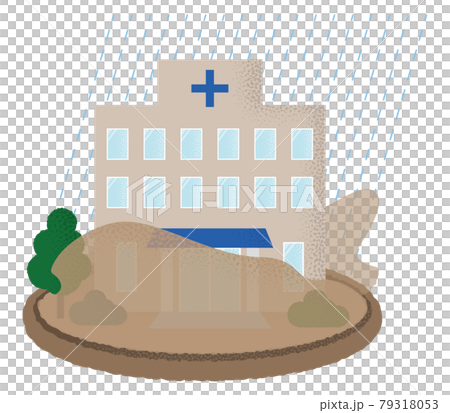 Vector illustration of a hospital suffering from flooding Vector illustration of a hospital suffering from flooding 79318053