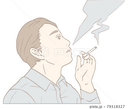 たばこを吸う男性 パステルカラー アップのイラスト素材
