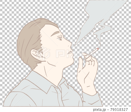 たばこを吸う男性 パステルカラー アップのイラスト素材
