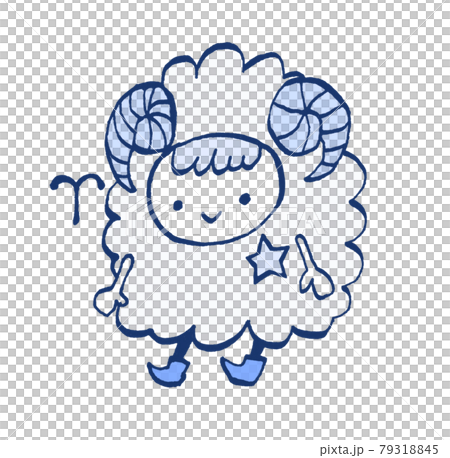 かわいい牡羊座の手描きイラストのイラスト素材 かわいい牡羊座の手描きイラストのイラスト素材