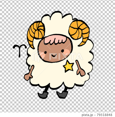 かわいい牡羊座の手描きイラストのイラスト素材 かわいい牡羊座の手描きイラストのイラスト素材