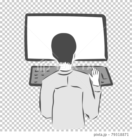 パソコンのキーボードによる入力する人イラストのイラスト素材