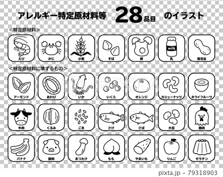 食物アレルギー　アイコン　食品　特定原材料　1C 79318903