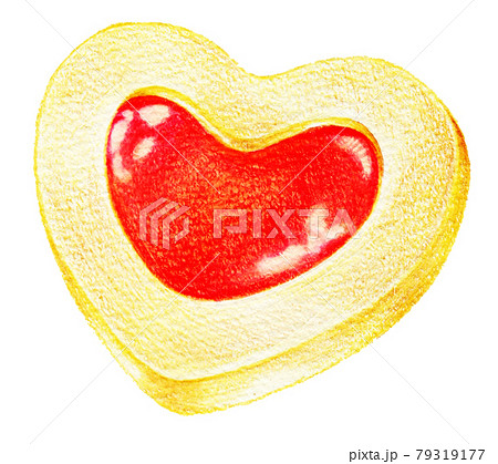 ハート型クッキーの色鉛筆画のイラスト素材