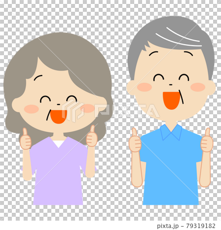 いいねをしている老夫婦 いいねをしている老夫婦 79319182