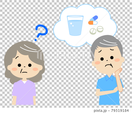 Husband suffering from dementia wife who does not notice forgetting to take medicine Husband suffering from dementia wife who does not notice forgetting to take medicine 79319184