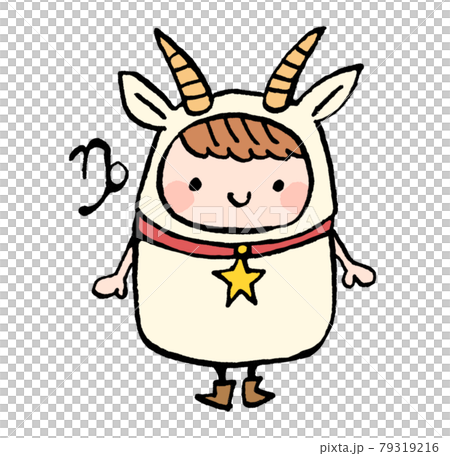かわいい山羊座の手描きイラスト 79319216