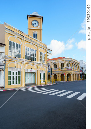 Phuket old town with Building Sino Portuguese architecture at Phuket Old Town area Phuket, Thailand. 79320149
